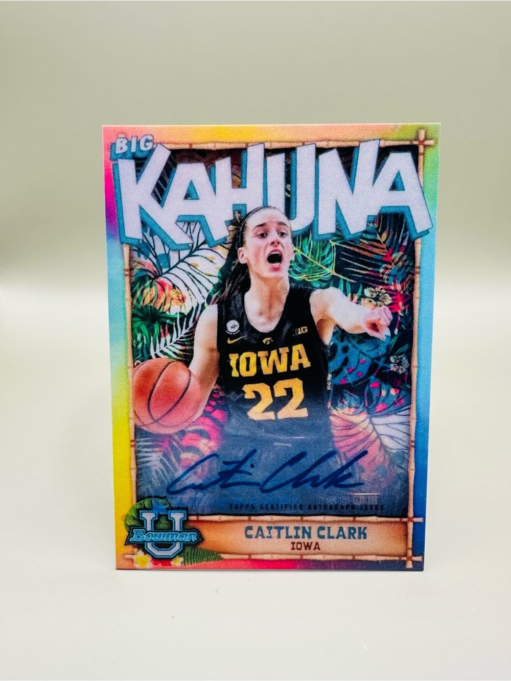 Caitlin Clark Signed Rookie 2023 Topps #TBK-15 Novelty Card. Iowa. Kahuna.
